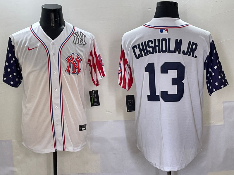 Men 2025  MLB New York Yankees #13 Chisholm Jr white jersey style 4->new york yankees->MLB Jersey